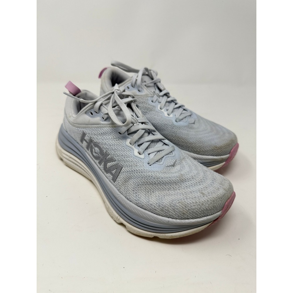 Hoka Gaviota 5 Running Shoes Womens 8.5 Silver Pink Good Stability Sneakers